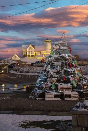 Lighthouse, winter, lobster tree, Maine