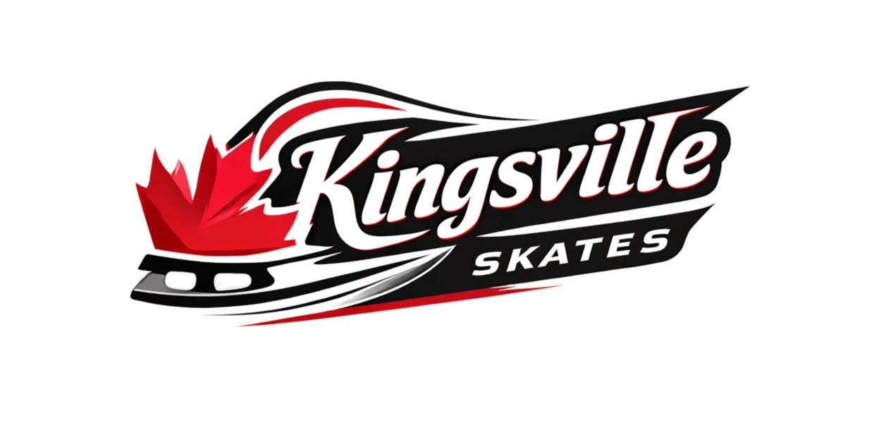 Kingsville Skates logo with maple leaf and skate blade.