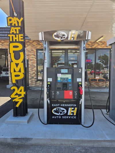 Brand-new 24/7 gas pumps at East Hennepin Auto Service in Minneapolis