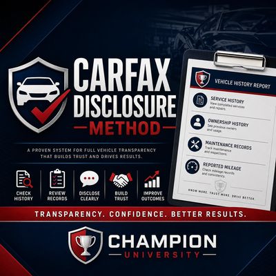 Carfax Disclosure Method promotes vehicle transparency and trust.