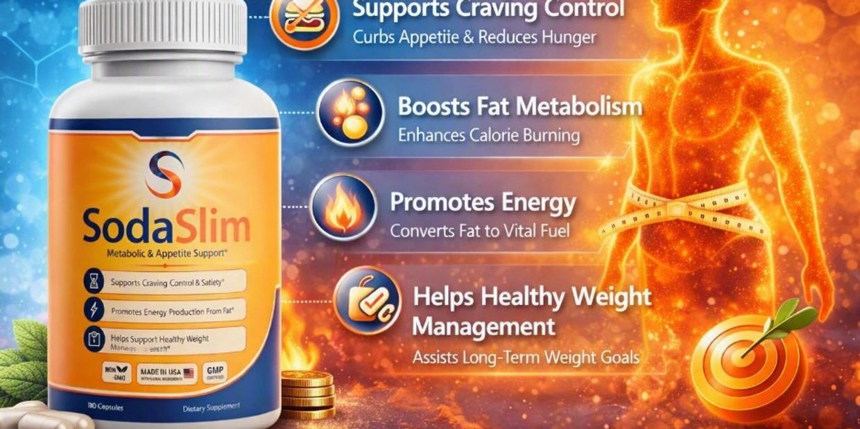 SodaSlim supplement supports weight management and metabolism.
