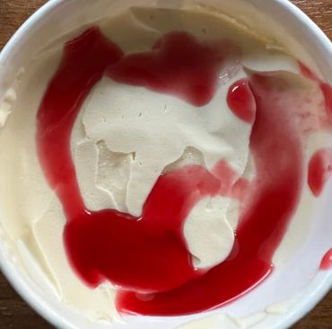 California Olive Oil Custard and Blood Orange Syrup Swirl