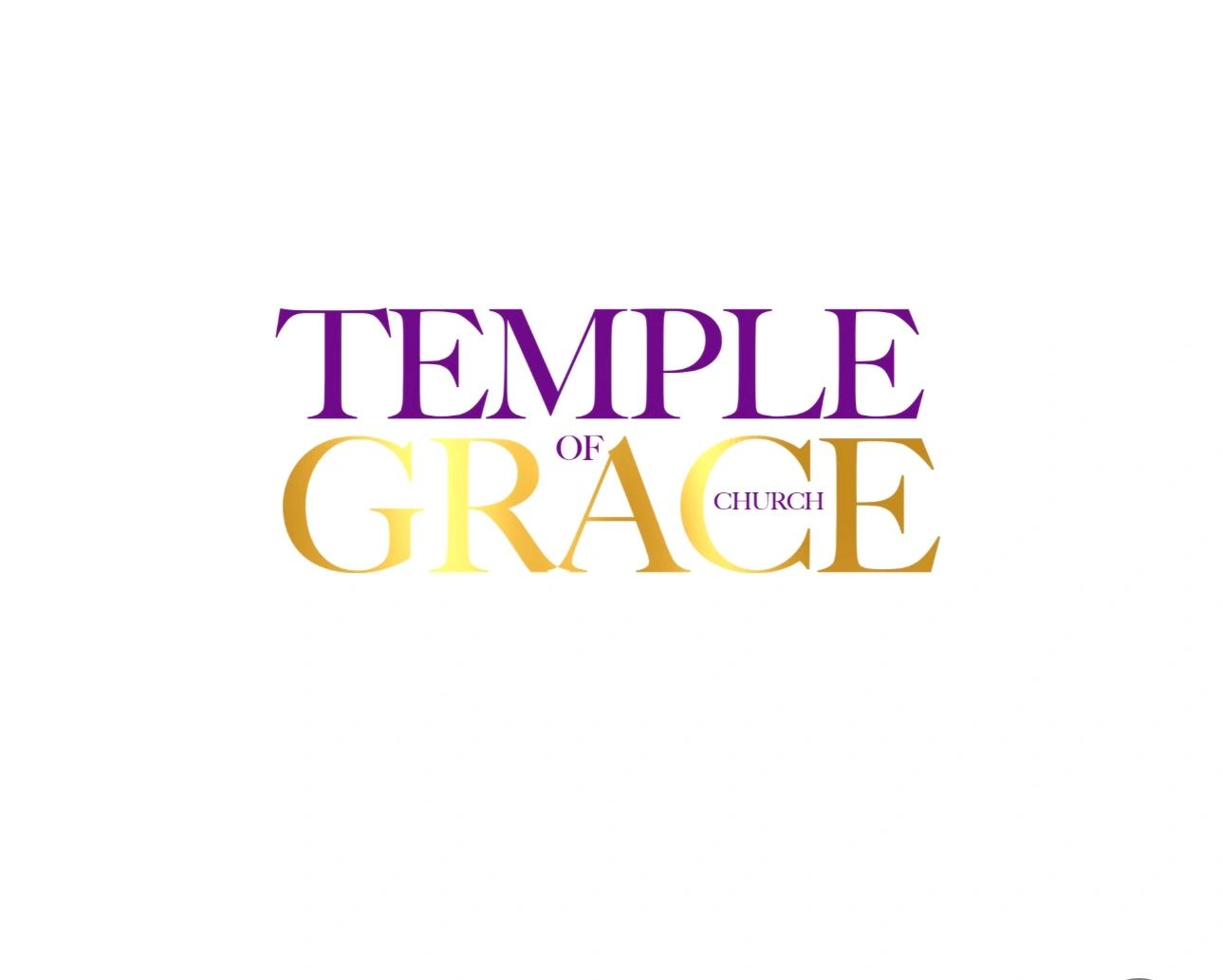 Logo reading 'Temple of Grace Church' in purple and gold.