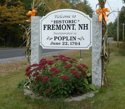 Welcome sign on Rte 111A near border with Danville. 