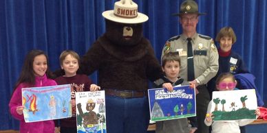 Smokey Bear visits Ellis School in 2016