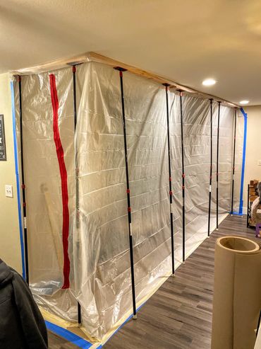 Dust control for interior fireplace project 