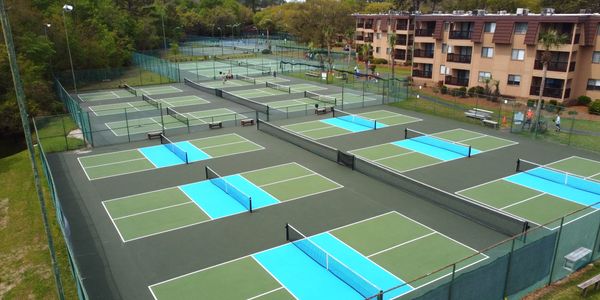 12 pickleball courts from above at Hilton Head Beach & tennis