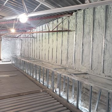 A long row of empty metal sinks along a wooden wall.