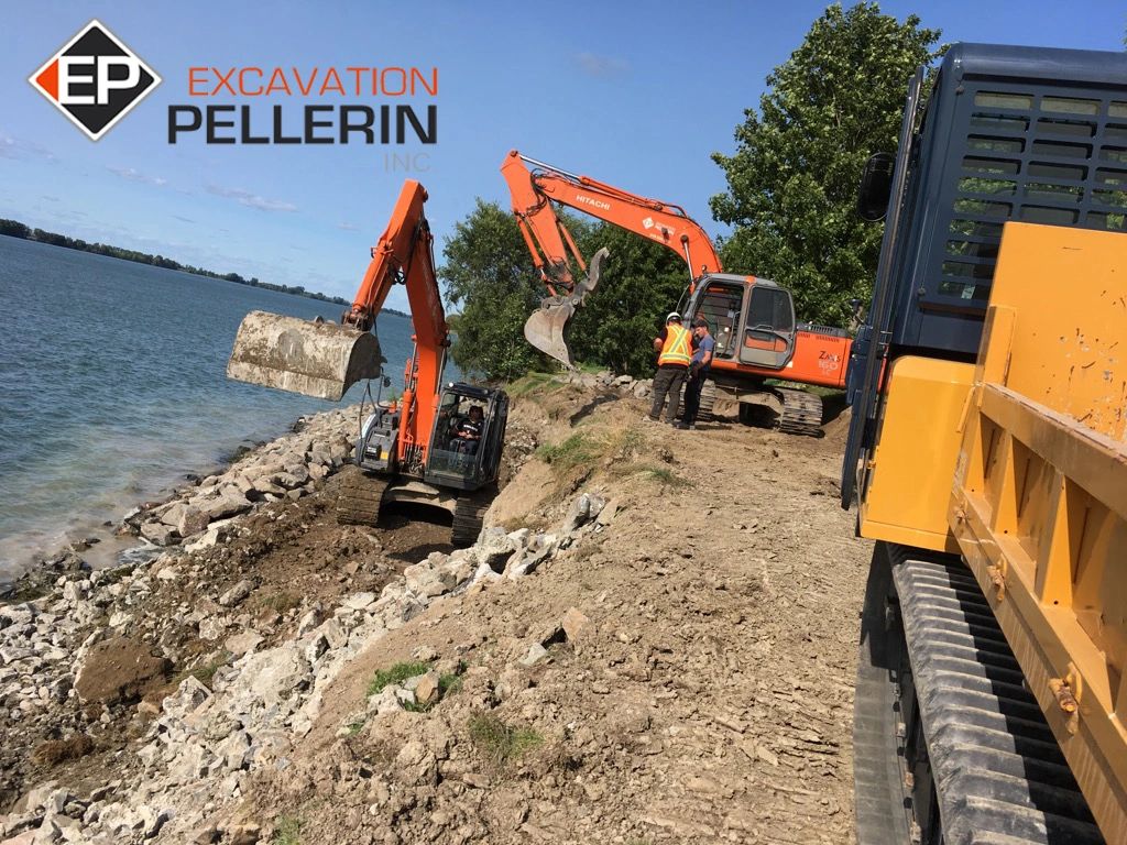 Excavation Pellerin Inc. Aménagements De Berges, Pelle Hydraulique