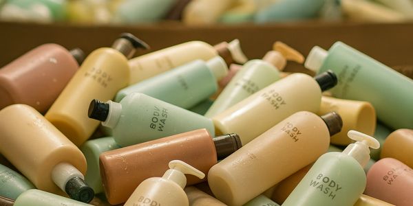 Empty body wash bottles