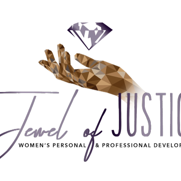 Logo showing a polygonal hand holding a purple jewel with text.