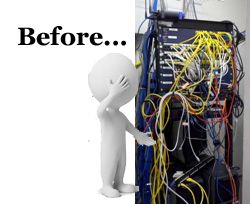 Network wire management can be a messy task. Network wire management can be a messy task.