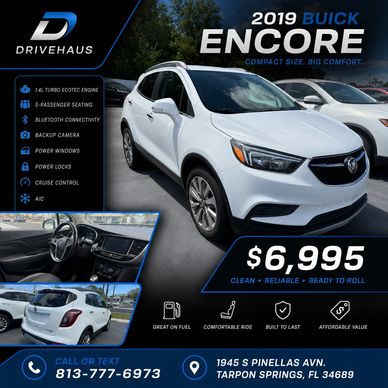 2019 Buick Encore SUV for sale at $6,995 with key features listed.