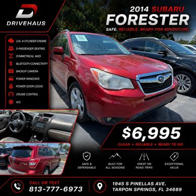 2014 Subaru Forester in red, priced at $6,995, ready for adventure.