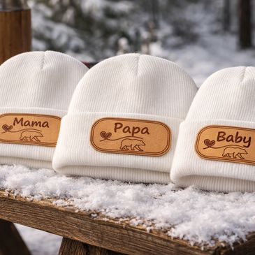 Family hats Mama Bear, Papa Bear and Baby Bear.