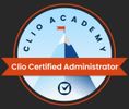 Clio Certified Administrator badge from Clio Academy.