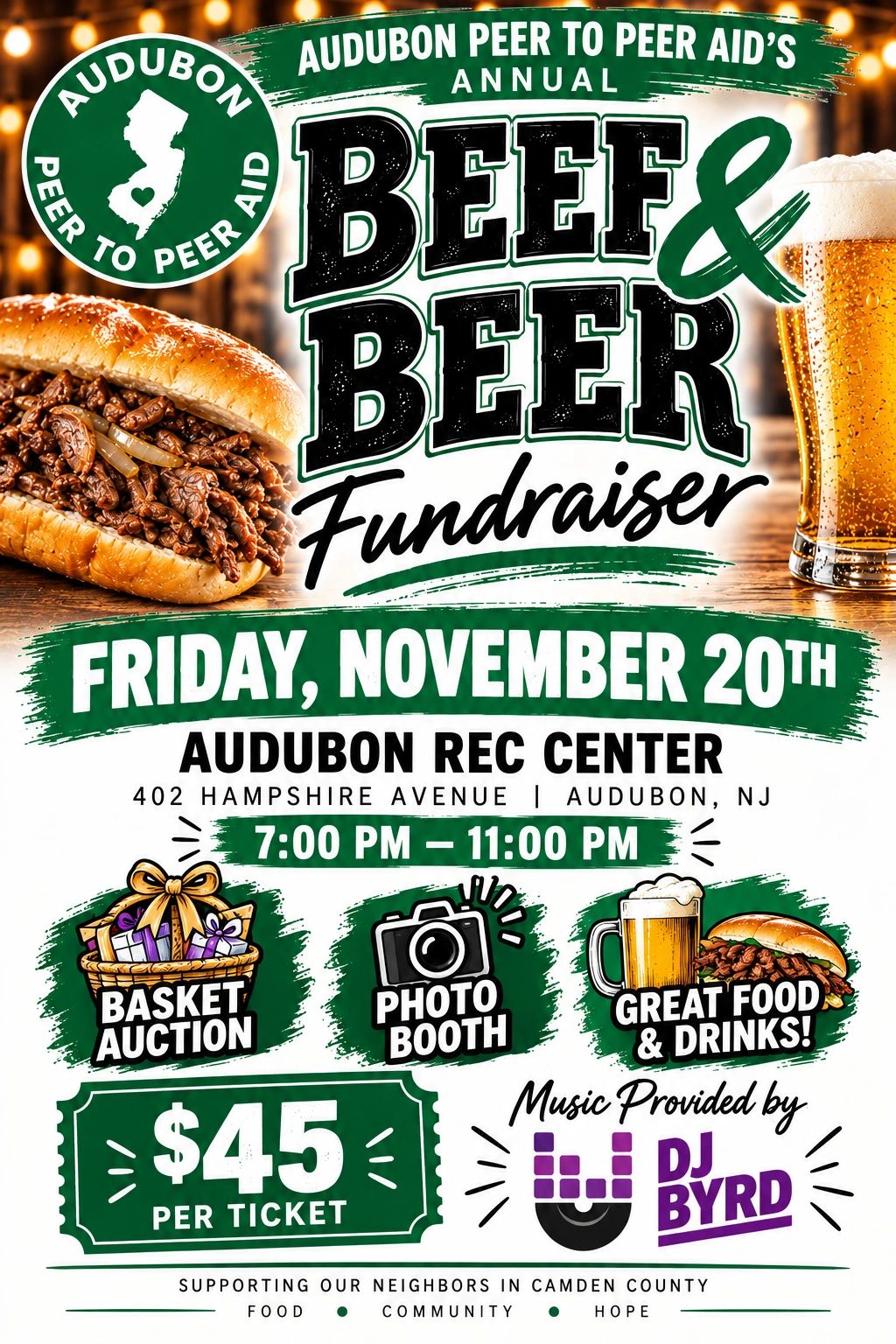 Annual Beef &amp; Beer Fundraiser event.