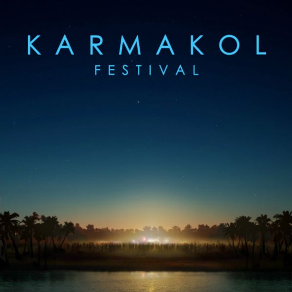 Karmakol Festival logo over a serene night landscape with glowing horizon.