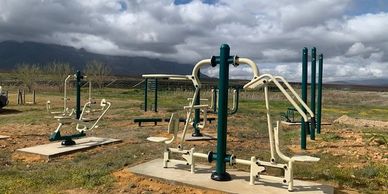 a outdoor gym setup on a commercial farm, located in the karoo