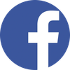 Facebook logo on blue circle background.