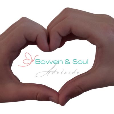 Bowen and Soul Adelaide logo cradled in heart-shaped hands, symbolising care and holistic healing.