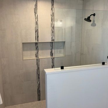 After Bathroom Shower Remodel - Tile Installation, Glass Installation, Plumbing work