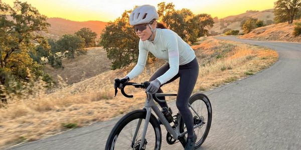 Dr. Hannah Lee, DPM, road cycling on Cañada Road in the San Francisco Peninsula hills
