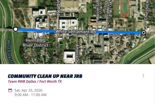 Team RED WHITE AND BLUE Dallas/Fort Worth is organizing a community clean up 
