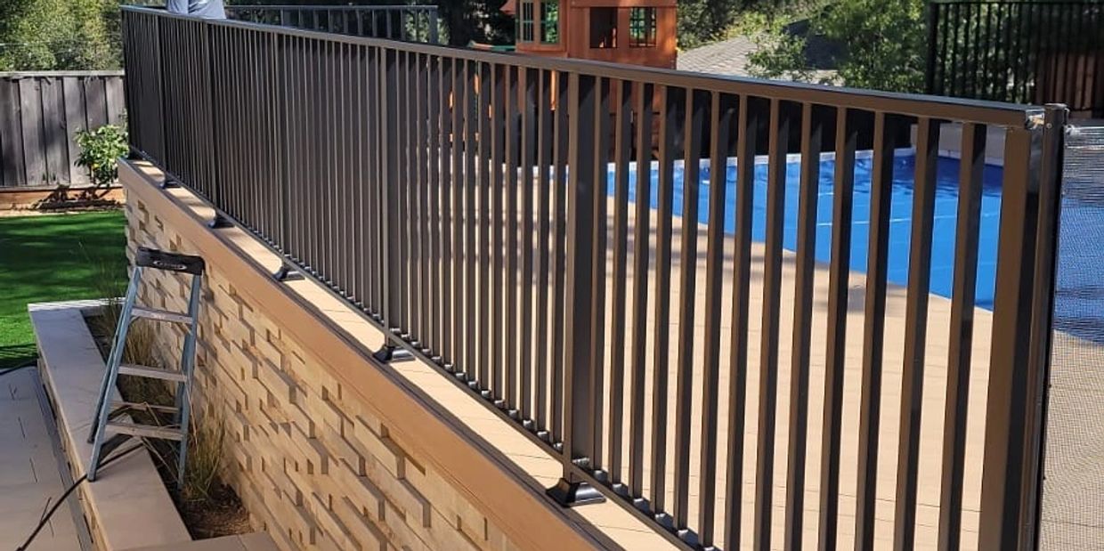 Custom metal railing with powder coated paint.