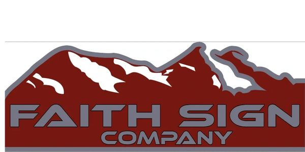Logo of Faith Sign Company with mountain design.