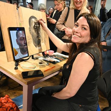 Artist painting a portrait 