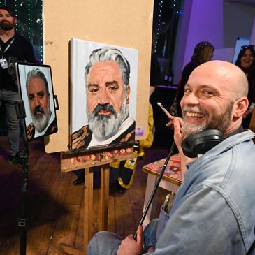 Artist painting a portrait 