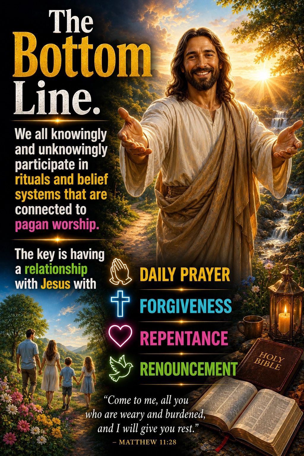 A message on daily prayer, forgiveness, repentance, and renouncement with Jesus and the Bible.
