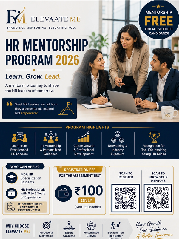 HR mentorship program 2026 by Elevaate Me offering free mentorship for selected candidates.