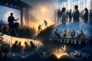 Collage of business networking and teamwork.