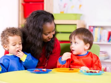 Children eating snacks