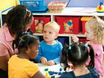 Teacher doing an activity with children