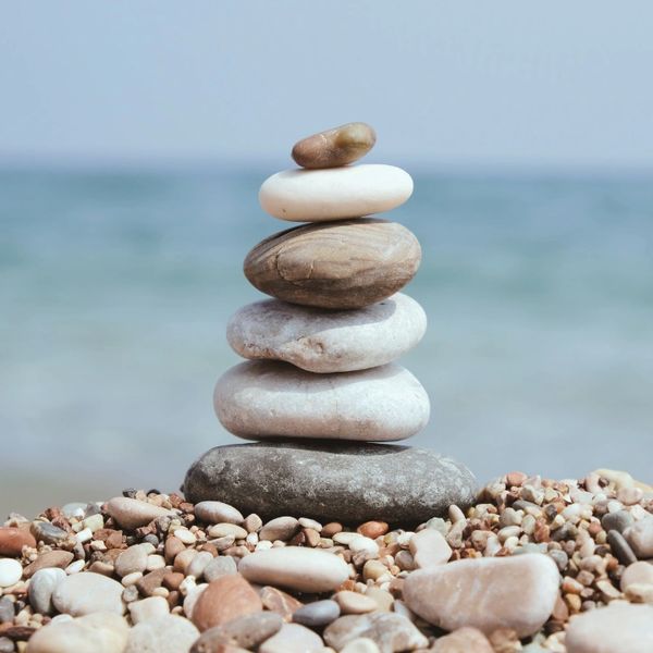 Stacked rocks on a beach