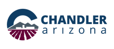 Logo of Chandler, Arizona featuring mountains and text.