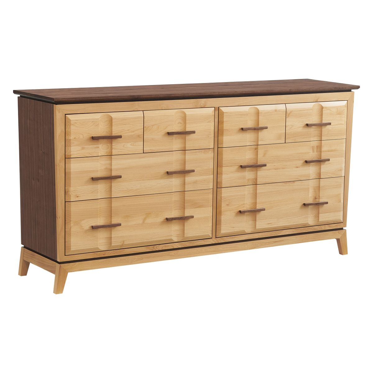Addison duet Alder & walnut 8 drawer low dresser