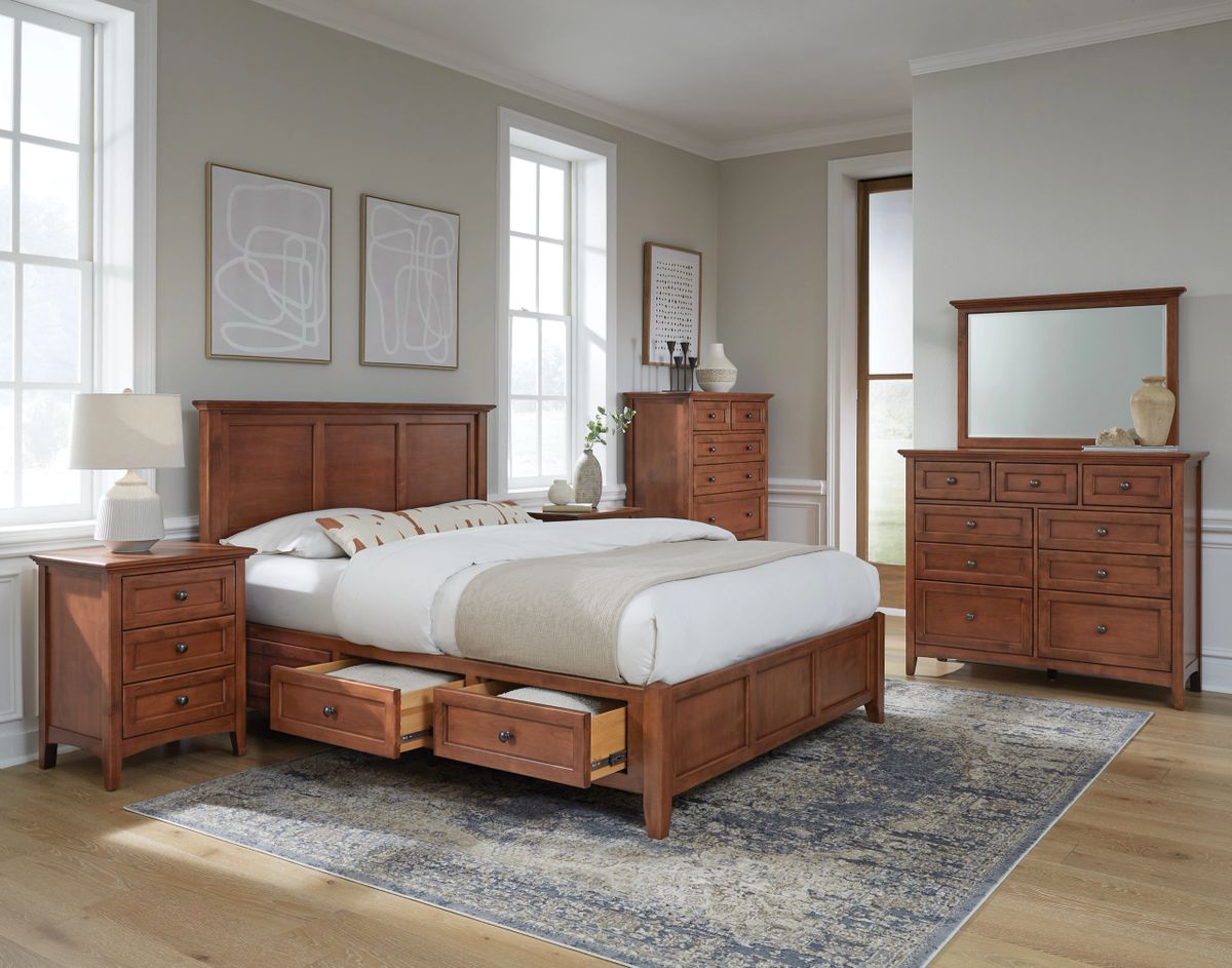 Alder Wood McKenzie Classic 6 Drawer Storage King Bed