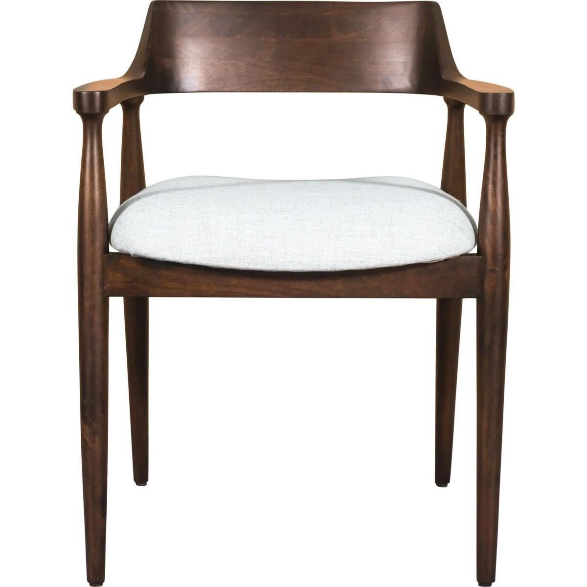 Amaroo Solid Mango Wood and Linen Upholstered Dining Arm Chair - Thumbnail 3