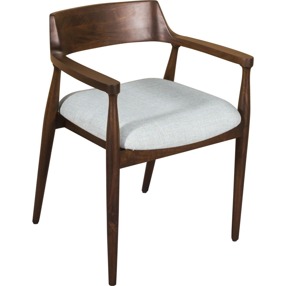 Amaroo Solid Mango Wood and Linen Upholstered Dining Arm Chair
