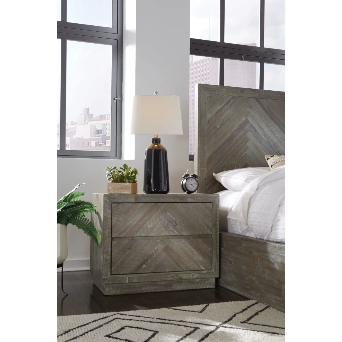 Furniture Innovation Herringbone Nightstand - Thumbnail 3