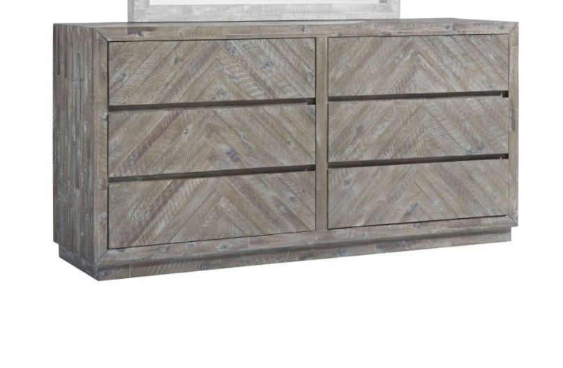 Herringbone Solid Wood Six Drawer Dresser - Thumbnail 2