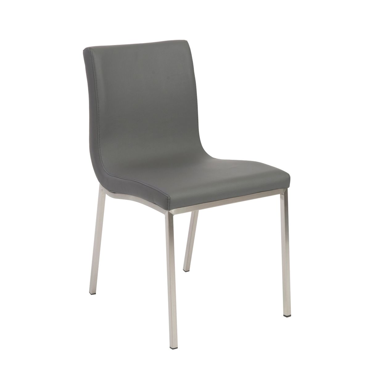 Scott Side Chair in Gray with Brushed Stainless Steel Legs - Thumbnail 3