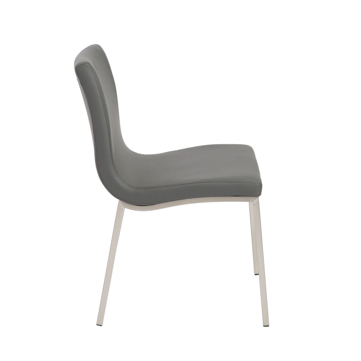 Scott Side Chair in Gray with Brushed Stainless Steel Legs