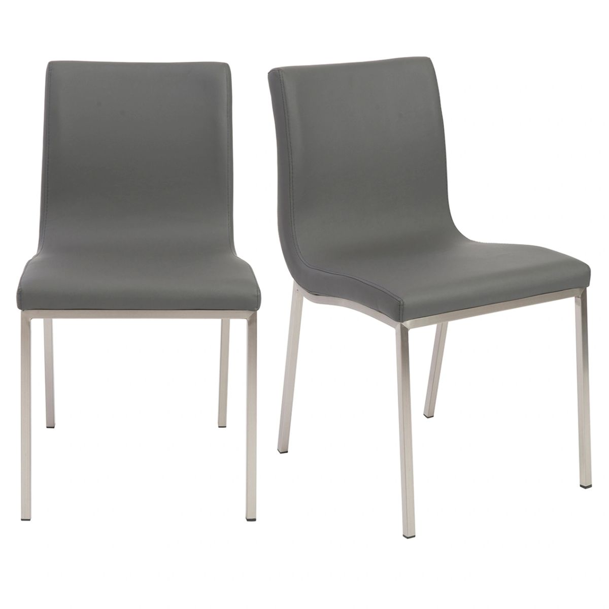 Scott Side Chair in Gray with Brushed Stainless Steel Legs - Thumbnail 2