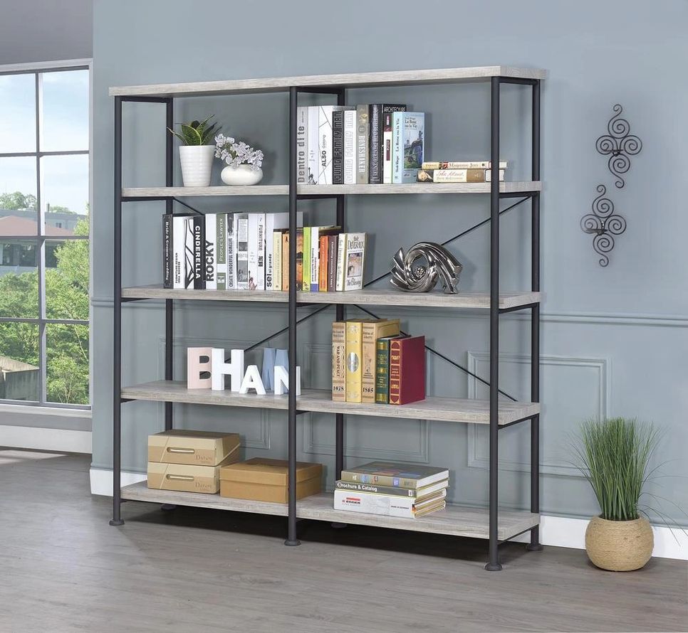 Analiese 63-inch 4-shelf Double Bookshelf - Thumbnail 4