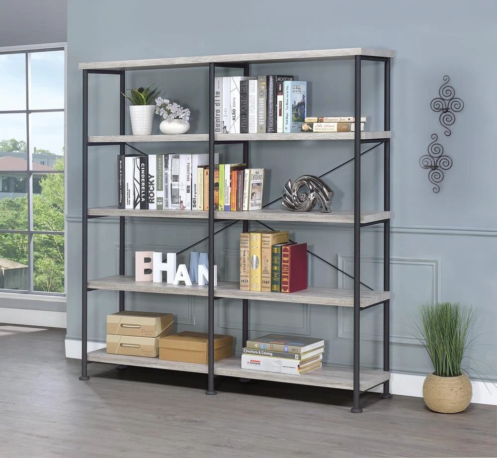 Analiese 63-inch 4-shelf Double Bookshelf - Thumbnail 3